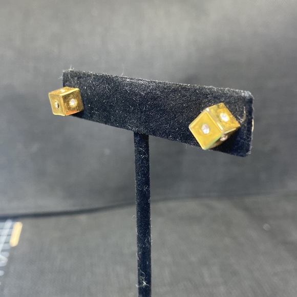 Gold Dice Earrings - Picture 2 of 5